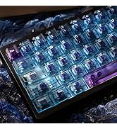 Blue Crystal Clear Keycaps Set, 156 Keys Cherry Profile Transparent Keycaps for 60% 65% 75% 100% ...