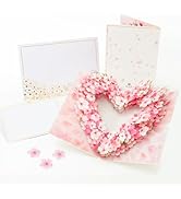 HIBINO 3D Pop-Up Sakura Heart Card | With Slide-Out Message Note | Handcrafted Floral Design | Pe...