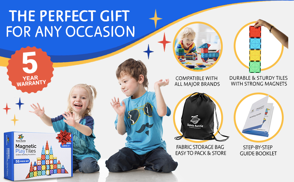 Colorful Magnetic Tiles Building Set with Figures
