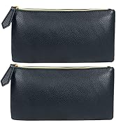 HRX Package Soft Faux Leather Cosmetic Bag, 2pcs Black Makeup Brushes Zipper Pouch Travel Organiz...