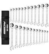 Premium 24-Piece Ratcheting Wrench Set, SAE & Metric Combination Wrenches, 8-19mm / 1/4