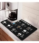 Matace Designer Coffee Pot Mat Dish Drying Mat - 12x19 Trimmable, PU Leather Surface & Rubber Bac...