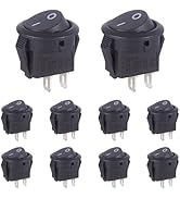 VEXUNGA On Off Round Rocker Switch 2 Pin Circle Switches Square 3A 250V 6A 125V AC 15MM Black Rou...