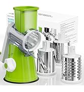 Nexsujo Rotary Cheese Grater Hand Crank, 3 Blades Slicer Shredder, Cheese Grater for Kitchen, Mul...