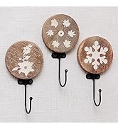 Boho Wall Hooks- Snowflakes Wall Hooks- Wood Wall Hooks- Key Hooks Holder- Coat Rack Wall Mount- ...