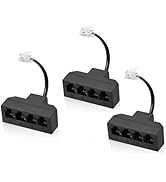 Menewstart RJ11 Cable 4 Way Telephone Splitter 3 Pack, Black, Splitter 6P4C Connector Phone Line ...