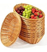 Nexboraque 12 Pack Plastic Oval Basket, Empty Bread Basket 10 x 6.25 x 3 Inch Food Storage Basket...