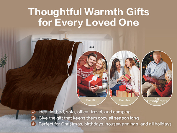 Gift heated electric blanket for family friends men and women for chrismas birthday