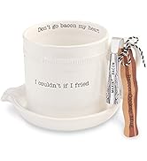 Mud Pie Circa Bacon Cooker Set, cooker 5 1/4" x 7" | tongs 4 1/2"
