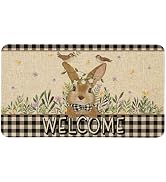Kuyuayee Easter Welcome Doormat 30x17 Inch Bunny Door Mat Indoor Outdoor Entrance Floor Mats Non-...