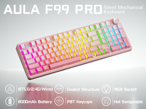 Silent linear mechanical keyboard wireless customizable RGB backlight keyboard quiet office gaming