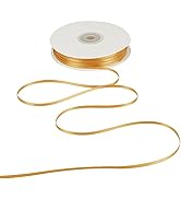 HUIHUANG 1/8 inch Ribbon X 100 Yards Roll Satin Thin Gold Ribbon Double Face Craft Ribbon for Cra...