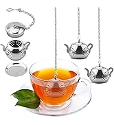 Cyimi Loose Leaf Tea Infuser, 4PCS Tea Strainer Stainless Steel Tea Ball with Chain and Drip Tray...