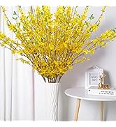 U'Artlines 4Pcs Artificial Forsythia Flower Branches 39.4Inch Long Stem Silk Fake Winter Jasmine ...