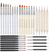 33pcs Acrylic Nail Brush Set, EBANKU UV Gel Nail Art Brushes Nail Flower Painting Brush Double En...