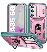 PASNEW for Samsung Galaxy A35 Case,360° Rotating Ring Kickstand & Camera Cover,Military Hard Shel...