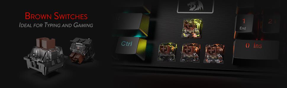 Redragon K556 keyboard brown switches for typing and gaming offer tactile comfort