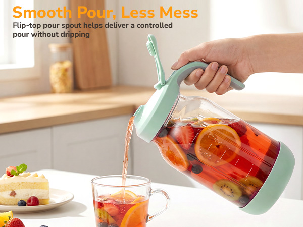 Glass Pitcher with Pour Spout Lid 2 Quart Mason Jar Pitcher
