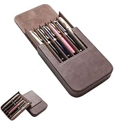 YANHHAN 6 Slots Leather Fountain Pen Case – Magnetic Closure, Handmade Pen Holder for Fountain/Ba...