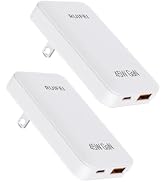 45W Flat USB C Charger Block, 2-Port Wall Charger with Foldable Plug for Travel with PD 3.0 and G...