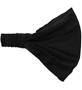 Black Wide Cotton Head Band Solid Boho Yoga Style Soft Hairband