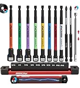 11PCS Magnetic Extra Long Nut Driver Set, SAE 9/16"-1/4", 6" Impact Nut Driver with PH2 Bits, 1.5...