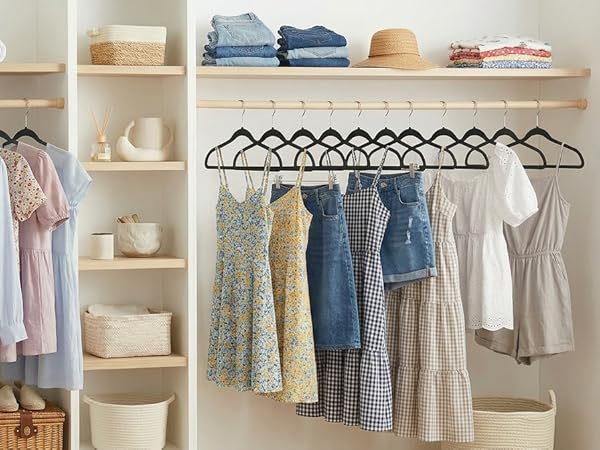 Black ABS plastic hangers: organize wardrobe, suit various clothes, easy hang