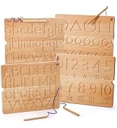Suwimut Number & Letter Tracing Board, Wooden Alphabet Learning Montessori Toys for Kids Age 3-5,...