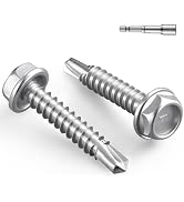 BNUOK #10 x 1 Inch Self Drilling Screws, 50pcs 0.5 lbs Self Tapping Screws for Metal, 410 Stainle...