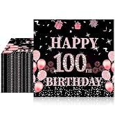 40pcs 100th Birthday Decorations for Women, Vintage 1925 Disposable Paper Napkins for Wedding Ann...