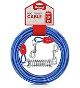 Petbobi Dog Tie-Out Cable 30ft -Heavy Duty Dog Lead Up to 120 lbs, Outdoor Leash Metal Cable with...
