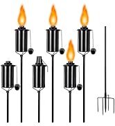 Metal Garden Torches for Outside, 16oz Outdoor Metal Torch, Citronella Torches Lighting with 5-Pr...