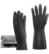 Exprosiflux Thick Rubber Cleaning Gloves - 3 Pairs Black Rubber Gloves for Dishwashing Large, Non...