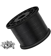 Vinyl Coated Wire Rope 304 Stainless Steel Coated Wire Cable-Black, 1/16" OD to 3/32" x 1000FT, w...