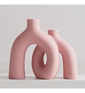 Hug Donut Decorative Vase Set - Light Pink Modern Glam Eclectic Style Vases Home Decor, Matte Cer...