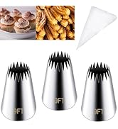 Hendiy 3 Pieces Churro Piping Tip, Stainless Steel 9FT Large Piping Tips Churro Maker Icing Tips,...