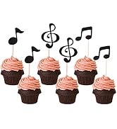 36 Pcs Music Notes Cupcake Toppers for Music Themed Party Decorations Glitter Musical Symbols Cup...