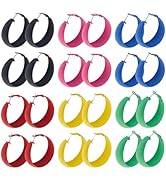 DICOSMETIC 12Pairs 6 Colors Colorful Hoop Earring Alloy Huggie Hoop Earrings 45mm Neon 80s Earrin...