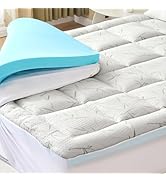 DUMOS Dual Layer Mattress Topper Queen Size, 2 Inch Gel Memory Foam + 1 Inch Soft Pillow Top Matt...