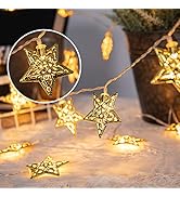 Vigdur 10Ft Star String Lights - 20 LEDs Star Fairy Lights Battery Operated with Timer, Ramadan D...