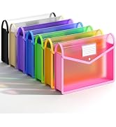 XingDuing 7 Pack Plastic Expanding File Folder, Transparent envelopes with Snap Closure, No Divid...