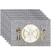 Aofmee Placemats, Placemats Set of 6, Heat Resistant Place Mats, Washable PVC Table Mats, Woven V...