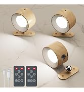 AKSDA 3Pack Battery Operated Wall Sconce, 3 Color Modes 3 Brightness Levels 360°Rotation Lighting...