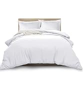 MOONLIGHT20015 Twin Duvet Cover Set White - Soft Double Brushed Microfiber 2 Pieces with Button C...