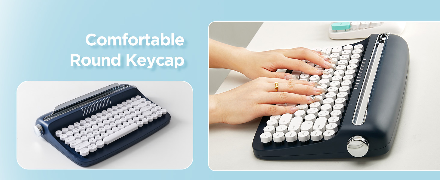 YUNZII ACTTO B303 Wireless Typewriter Keyboard, Retro Bluetooth Aesthetic Keyboard