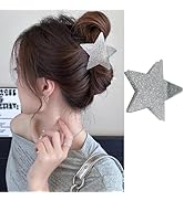 Independence Day Star Hair Clips Sliver Glitter Acetate Large Hair Claw Clip Funny Acrylic No-Sli...
