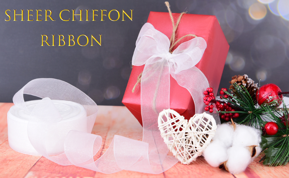 1-1/2 Inch white sheer organza ribbon