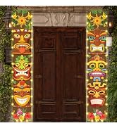 Hawaiian Luau Party Decorations, Tiki Party Decorations, Lighted Tiki Banner Door Porch Sign for ...