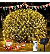 JMEXSUSS 320 LED 9.8ft x 6.6ft Solar Mesh Lights with Remote, 8 Modes for Bushes, Warm White