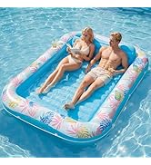 Tanning Pool Lounger Float, OKSUWATER 87" x 63" Pool Floats Adult with Headrest & Drink Holder, B...